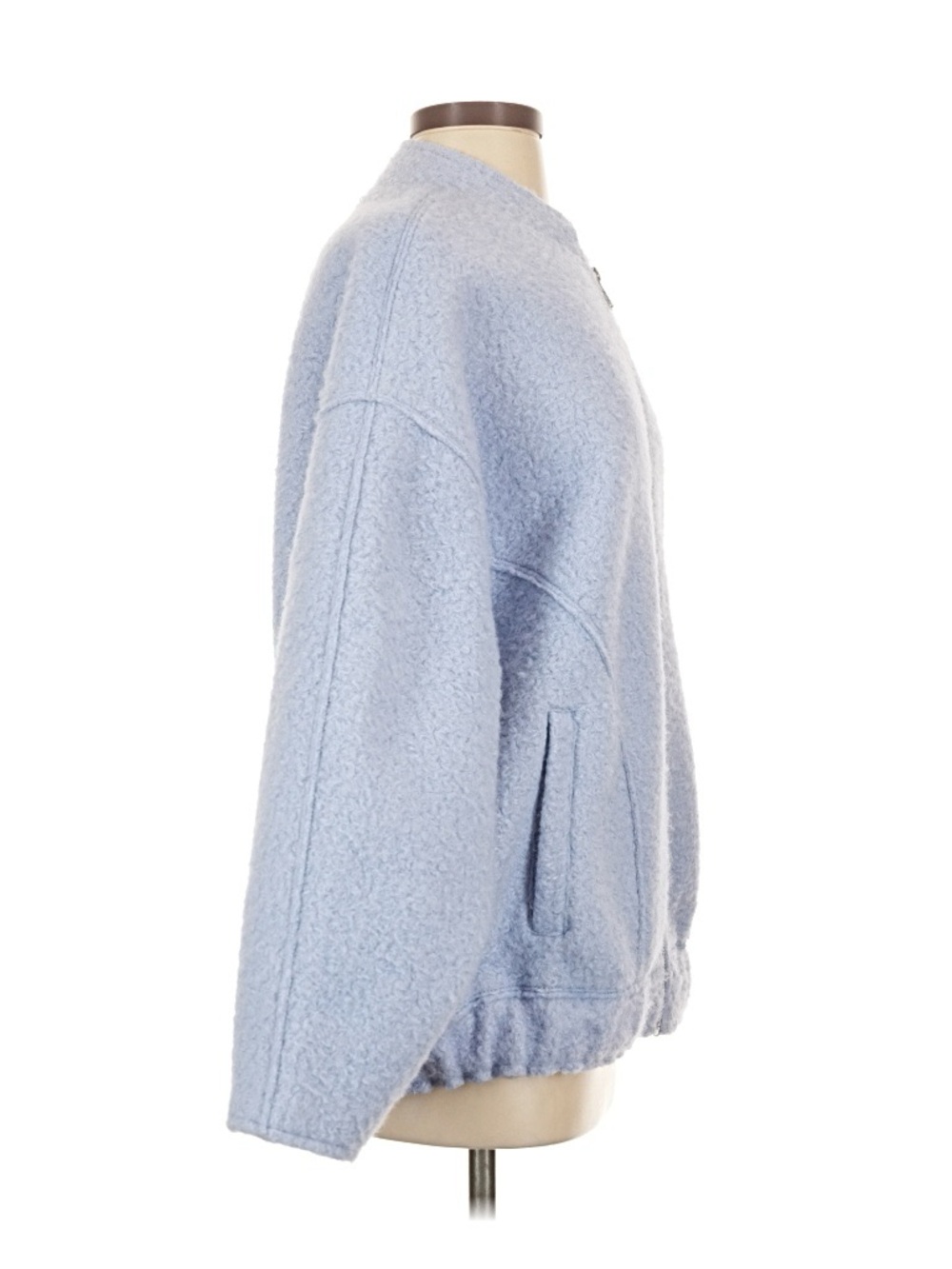 Zara Pale Blue oversized Teddy Zip bomber Jacket small - Picture 4 of 9